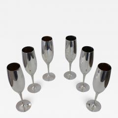 Elegant Champagne Flutes Glasses in Silver Plate Set of Six - 2625245