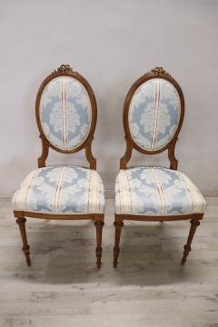 Elegant Early 20th Century Italian Louis XVI Style Pair of Chairs in Beech Wood - 3519914