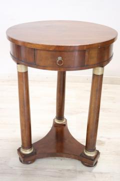 Elegant Empire Style Solid Walnut Pair of Round Nightstands - 2763001