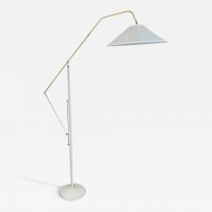 Elegant French 1970s Floor Lamp With Cream Leather Trim And Base - 3561589