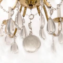 Elegant French Brass Chandelier with Teardrop Crystals 1950s - 2937940