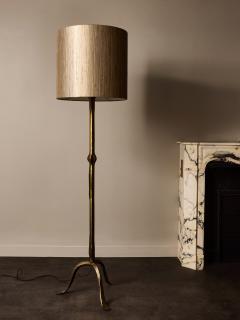 Elegant French Bronze Floor Lamp with Tripod Base and New Custom Shade - 4693251
