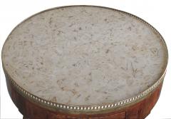 Elegant French Directoire Circular Bouillotte Table with Fossilized Stone Top - 1095373