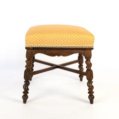 Elegant French Turned Walnut And Upholstered Stool - 1363526