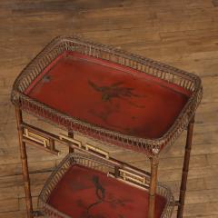 Elegant French rattan and lacquered wood table C 1920 - 3667033