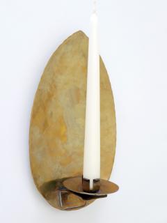 Elegant Hammered Brass Bauhaus Candle Sconce 1930s Germany - 3252193