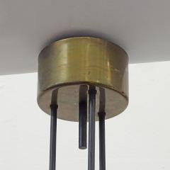 Elegant Italian 1950s Teak and Opaline Glass Cylinders Ceiling Lamp - 3866097