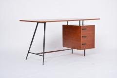 Elegant Italian Mid Century Modern Teak Desk with floating top and drawers - 2686868