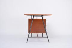 Elegant Italian Mid Century Modern Teak Desk with floating top and drawers - 2686873