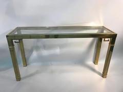 Elegant Italian Solid Brass Console Table with Greek Key Design - 452114