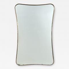 Elegant Large Brass Frame Wall Mirror in Trapezoid Form 1950 Italy - 3541758