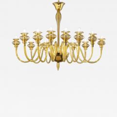 Elegant Linear Modern Amber Murano Glass Chandelier - 4630835