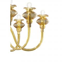 Elegant Linear Modern Amber Murano Glass Chandelier - 4735943