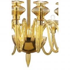 Elegant Linear Modern Amber Murano Glass Chandelier - 4735945