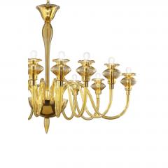 Elegant Linear Modern Amber Murano Glass Chandelier - 4735946