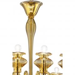 Elegant Linear Modern Amber Murano Glass Chandelier - 4735947