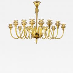 Elegant Linear Modern Amber Murano Glass Chandelier - 4739263