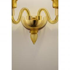 Elegant Linear Modern Amber Murano Glass Wall Sconce - 4629668
