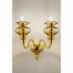 Elegant Linear Modern Amber Murano Glass Wall Sconce - 4735915