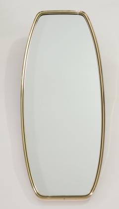 Elegant Long Rectangular Brass Frame Wall Mirror with Black Trim 1960 Italy - 3538213
