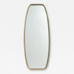 Elegant Long Rectangular Brass Frame Wall Mirror with Black Trim 1960 Italy - 3541756