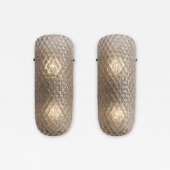 Elegant Mid Century Graniglia Rhombus Murano Glass Wall Sconces Set of 2 - 4759282