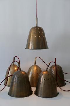 Elegant Mid Century Modern Perforated Brass Church Pendant Lamps Germany 1950s - 1963925