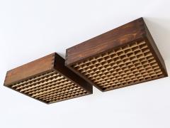 Elegant Mid Century Modern Pine Wood Flush Mount or Ceiling Lamps Sweden 1970s - 4108132