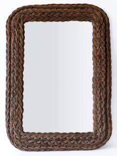 Elegant Mid Century Modern Rattan Bamboo Rectangular Wall Mirror Italy 1960s - 2609605