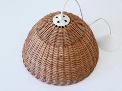 Elegant Mid Century Modern Rattan Pendant Lamp Hanging Light Scandinavia 1960s - 2967203