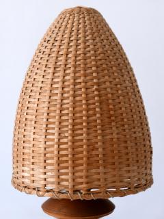Elegant Mid Century Modern Scandinavian Rattan Teak Table Lamp 1960s - 2207850