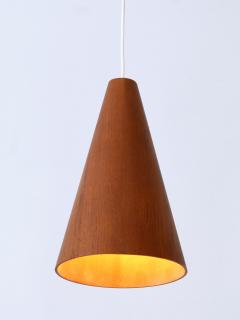 Elegant Mid Century Modern Teak Pendant Lamp or Hanging Light Scandinavia 1960s - 3205555