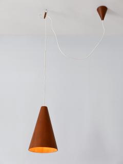 Elegant Mid Century Modern Teak Pendant Lamp or Hanging Light Scandinavia 1960s - 3205558