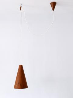 Elegant Mid Century Modern Teak Pendant Lamp or Hanging Light Scandinavia 1960s - 3205561