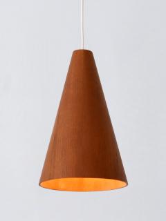 Elegant Mid Century Modern Teak Pendant Lamp or Hanging Light Scandinavia 1960s - 3205563