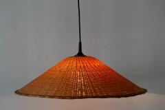 Elegant Mid Century Modern Wicker Pendant Lamp or Hanging Light Germany 1960s - 1941818