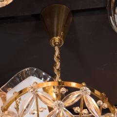 Elegant Mid Century Modernist Viennese Floral Pendant in Brass and Glass - 1460076