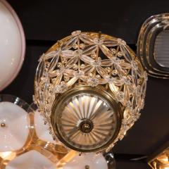 Elegant Mid Century Modernist Viennese Floral Pendant in Brass and Glass - 1460077