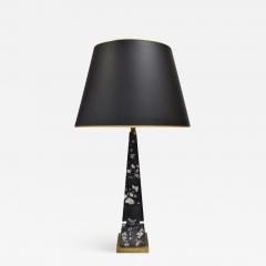 Elegant Obelisk Table Lamp In Black And White Marble 1940s - 1175215