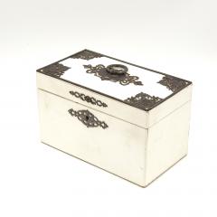 Elegant Painted English Victorian Period Tea Caddy With Elaborate Metalwork - 1364324