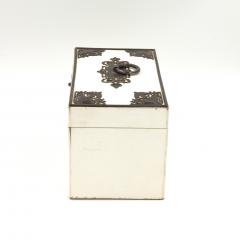 Elegant Painted English Victorian Period Tea Caddy With Elaborate Metalwork - 1364325