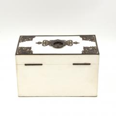 Elegant Painted English Victorian Period Tea Caddy With Elaborate Metalwork - 1364326