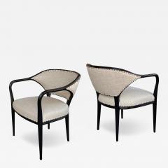 Elegant Pair of Austrian Secessionist Style Ebonized Open Armchairs - 3241208