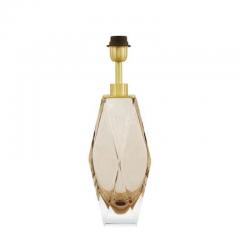 Elegant Pair of Faceted Champagne Color Murano Glass Table Lamps - 3233849