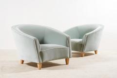 Elegant Pair of Italian Armchairs New Velvet Upholstery 1950s - 3307113