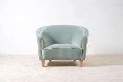 Elegant Pair of Italian Armchairs New Velvet Upholstery 1950s - 3307115