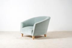 Elegant Pair of Italian Armchairs New Velvet Upholstery 1950s - 3307116