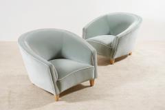 Elegant Pair of Italian Armchairs New Velvet Upholstery 1950s - 3307122