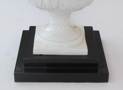 Elegant Pair of Italian White Glazed Basket Weave Urn Form Lamps - 1099706