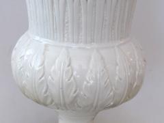 Elegant Pair of Italian White Glazed Basket Weave Urn Form Lamps - 1099710